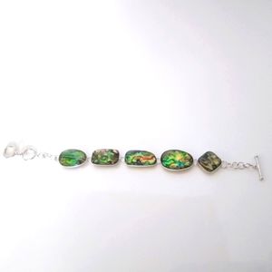 Silver abalone bracelet